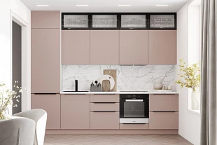 Кухня "Норвуд" Комплектация 4 (Белый/Стронг Розовый дым, Монтобелло) 