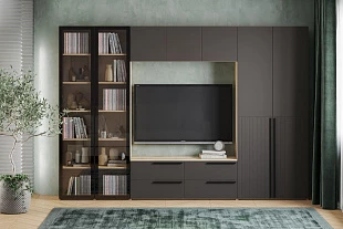 Гостиная Арден комплектация 1 (Софт графит/Дуб делано)	 