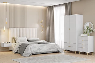Спальня "Дакота" Комплектация 2 (Меренга/Белый) 
