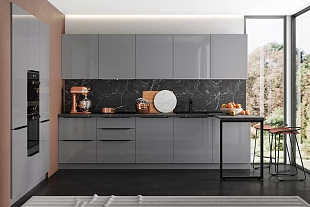 Кухня "Арли" Комплектация 2 (Белый/Серый шифер, Даркстоун) 