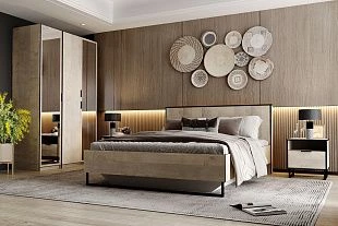 Спальня "Фолк" Комплектация 1 (Дуб Гранж Песочный) 