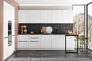 Кухня "Арли" Комплектация 2 (Белый/Белый, Даркстоун) 